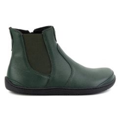 Olivier Damskie buty barefoot sztyblety z zamkiem ocieplane 1263 zielone. Zielone botki damskie ze skóry, biznesowe, bez obcasa, bez zapięcia. Za 529.52 zł.