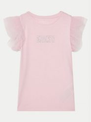 Guess T-Shirt J5RI17 K6YW4 Różowy Regular Fit. Czerwone koszulki i t-shirty dziewczęce Guess, z aplikacjami, z bawełny, bez kołnierzyka, bez ramiączek. Za 69.99 zł.