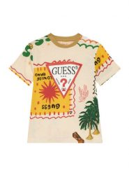 Guess T-Shirt N6GI02 K8HM4 Beżowy Regular Fit. Brązowe t-shirty i koszulki chłopięce Guess, z aplikacjami, z bawełny, bez kołnierzyka, bez ramiączek. Za 119.99 zł.