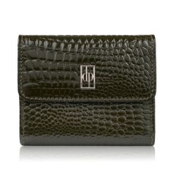 Portfel damski skórzany mały ciemnozielony croco z ochroną RFID Paolo Peruzzi AL-03-GB. Zielone portfele damskie PAOLO PERUZZI, bez wzorów, ze skóry. Za 79.00 zł.