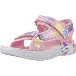 Sandały SKECHERS UNICORN Rose. Czerwone sandały damskie Skechers, bez wzorów, z materiału, bez obcasa, bez zapięcia. Za 216.99 zł.