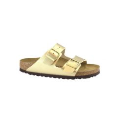 Klapki damskie Birkenstock Arizona BS. Żółte klapki damskie Birkenstock, bez wzorów, z materiału, bez obcasa, bez zapięcia. Za 437.00 zł.