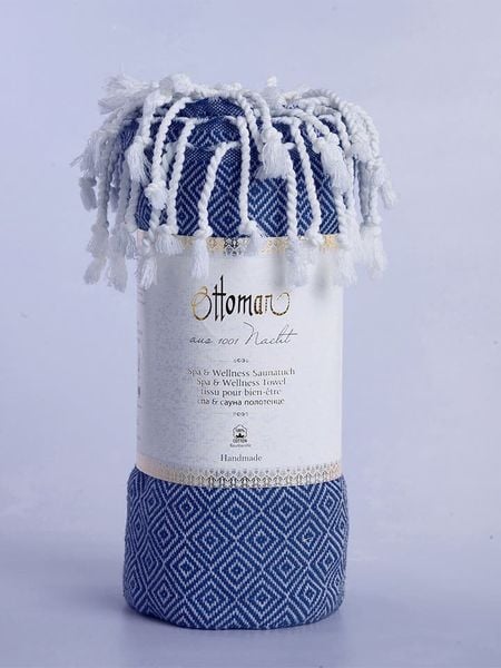 Ottoman Chusta hammam "Raute" w kolorze niebieskim - 190 x 105 cm rozmiar: onesize. Niebieskie chusty damskie Ottoman, bez wzorów, z bawełny. Za 65.99 zł.