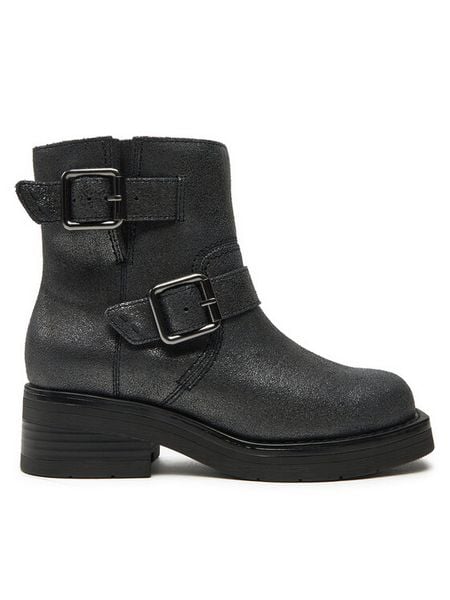 Clarks Botki Rebelle Buckle 26178889 Srebrny. Szare botki damskie Clarks, ze skóry, bez obcasa, na płaskiej podeszwie, bez zapięcia. Za 489.99 zł.
