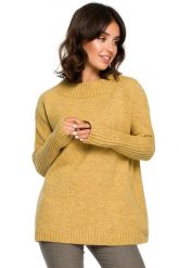 Elegancki gruby sweter z kimonowymi rękawami miodowy. Pomarańczowe swetry klasyczne damskie Polskie swetry, s, z dzianiny, bez kołnierzyka. Za 229.00 zł.