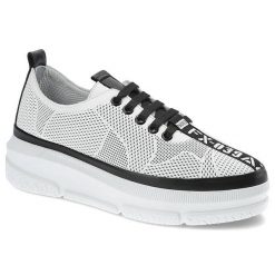 Białe Sneakersy Ravini Modne Skórzane Buty Damskie. Białe obuwie sportowe damskie Ravini, na lato, ze skóry, bez zapięcia. Za 209.00 zł.