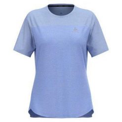 Koszulka z krótkim rękawem rowerowa damska ODLO X-Alp Linencool. Niebieskie koszulki damskie ODLO, l, bez wzorów, bez kołnierzyka, bez ramiączek. Za 299.99 zł.