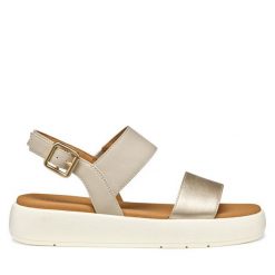 Sandały Geox. Żółte sandały damskie Geox, bez wzorów, bez obcasa, na płaskiej podeszwie, bez zapięcia. Za 409.99 zł.