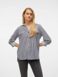 Vero Moda Koszula w kolorze granatowo-białym rozmiar: XS. Białe koszule damskie Vero Moda, xs, bez wzorów, z wiskozy, bez kołnierzyka, bez ramiączek. Za 57.20 zł.