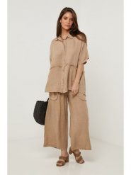 Lin Passion Lniana koszula w kolorze karmelowym rozmiar: 38/40. Brązowe koszule damskie Lin Passion, bez wzorów, ze lnu, klasyczne, bez kołnierzyka, bez ramiączek. Za 143.99 zł.