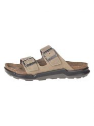 Birkenstock Skórzane klapki "Arizona" w kolorze beżowym rozmiar: 41. Brązowe klapki damskie Birkenstock, bez wzorów, z otwartym noskiem, bez obcasa, bez zapięcia. Za 460.12 zł.