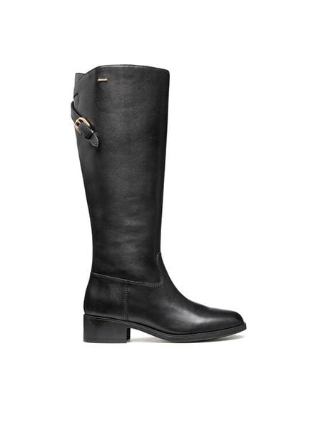 Geox Oficerki D Camexia Np Abx D566WB 00043 C9999 Czarny. Czarne kozaki damskie Geox, ze skóry, bez obcasa, na płaskiej podeszwie, bez zapięcia. Za 569.99 zł.