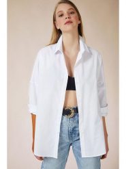 Happiness Istanbul Bluzka w kolorze białym rozmiar: 42. Białe bluzki damskie Happiness Istanbul, bez wzorów, bez kołnierzyka, bez ramiączek. Za 56.53 zł.