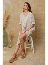 Fleur de Lin Lniana sukienka "Cadence" w kolorze beżowym rozmiar: XL. Brązowe sukienki damskie Fleur de Lin, bez wzorów, ze lnu, bez ramiączek. Za 152.98 zł.