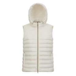 Damska kurtka bez rękawów Geox Jaysen. Białe kurtki damskie Geox, bez wzorów, z puchu, bez kaptura. Za 380.99 zł.