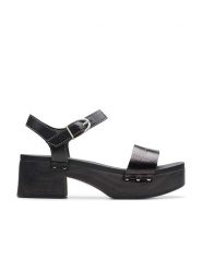 Clarks Skórzane sandały "Sivanne Bay" w kolorze czarnym na obcasie rozmiar: 37,5. Czarne sandały damskie Clarks, bez wzorów, z otwartym noskiem, bez obcasa, na koturnie, bez zapięcia. Za 172.49 zł.