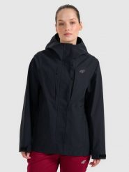 4F Kurtka trekkingowa membrana 10000 damska - czarna XS. Czarne kurtki damskie 4F, na zimę, m, bez wzorów, z materiału, bez kaptura. Za 399.99 zł.