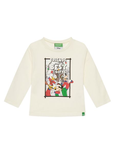 United Colors Of Benetton Bluzka 3ATNG10GP Écru Regular Fit. T-shirty i koszulki chłopięce United Colors Of Benetton, bez wzorów, z bawełny, bez kołnierzyka, bez ramiączek. Za 59.99 zł.