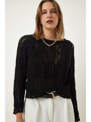 Happiness Istanbul Sweter w kolorze czarnym rozmiar: S/M. Czarne swetry klasyczne damskie Happiness Istanbul, m, ze splotem, bez kołnierzyka. Za 47.94 zł.