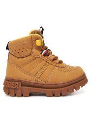 Tommy Hilfiger Trapery T1X5-34127-1696206 Brązowy. Brązowe buty zimowe chłopięce Tommy Hilfiger, ze skóry, bez zapięcia. Za 389.99 zł.