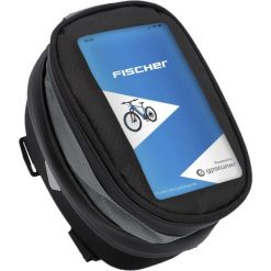 Sakwa rowerowa na kierownicę na smartfon Fischer. Czarne torebki klasyczne damskie FISCHER BIKE, z poliesteru, bez dodatków. Za 157.00 zł.