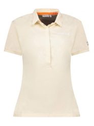 Geographical Norway Koszulka polo w kolorze beżowym rozmiar: XXL. Brązowe bluzki damskie Geographical Norway, xxl, bez wzorów, z bawełny, bez kołnierzyka, bez ramiączek. Za 79.03 zł.