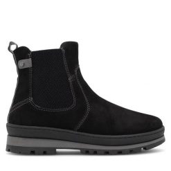 Botki Go Soft. Czarne botki damskie GO SOFT, bez obcasa, na płaskiej podeszwie, bez zapięcia. Za 269.99 zł.