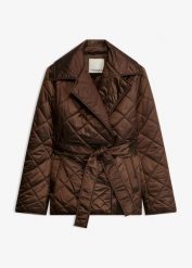 Lekka kurtka pikowana. Brązowe kurtki damskie bonprix, bez wzorów, bez kaptura. Za 249.99 zł.