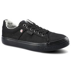 Czarne Trampki Lee Cooper Damskie Lekkie Półbuty. Czarne trampki damskie Lee Cooper, bez wzorów, z materiału, bez zapięcia. Za 89.99 zł.