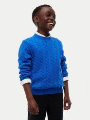Tommy Hilfiger Sweter KB0KB09753 Niebieski Regular Fit. Niebieskie swetry chłopięce Tommy Hilfiger, z bawełny, bez kołnierzyka. Za 329.99 zł.