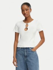 HUGO T-Shirt Diheart 50562071 Biały Slim Fit. Białe t-shirty damskie Hugo, xs, bez wzorów, z bawełny, bez kołnierzyka. Za 279.99 zł.