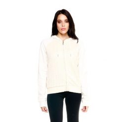 Leone 1947 Damen Winter-Bluza aus geflochtenem Stoff,Kapuze,Reißverschluss. Białe bluzy damskie LEONE 1947 APPAREL, bez wzorów, z poliesteru, bez kaptura. W wyprzedaży za 144.93 zł.