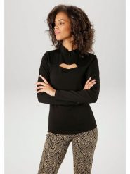 Aniston Bluzka w kolorze czarnym rozmiar: 34. Czarne bluzki damskie Aniston, bez wzorów, bez kołnierzyka, bez ramiączek. Za 56.99 zł.