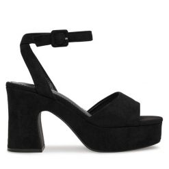 Sandały DeeZee. Czarne sandały damskie DeeZee, bez wzorów, bez obcasa, na słupku, bez zapięcia. Za 139.99 zł.