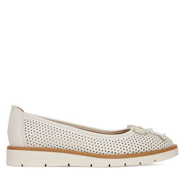 Półbuty Clara Barson. Białe półbuty damskie Clara Barson, bez wzorów, bez obcasa, na płaskiej podeszwie, bez zapięcia. Za 129.99 zł.