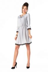 Szara Sukienka w Stylu Boho z Koronkową Wypustką. Szare sukienki damskie Merribel, bez wzorów, z koronki, boho, bez ramiączek. Za 109.90 zł.