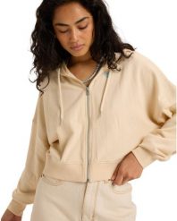 Bluza na zamek dla Kobiety NEVER BETTER Beżowy. Brązowe bluzy damskie Roxy, m, bez wzorów, z bawełny, z kapturem. Za 299.99 zł.
