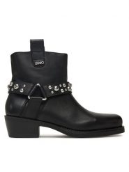Liu Jo Botki Roxy 01 SF5047 P0102 Czarny. Czarne botki damskie Liu Jo, ze skóry, bez obcasa, na płaskiej podeszwie, bez zapięcia. Za 999.99 zł.