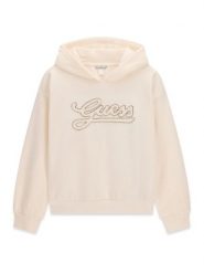 Guess Bluza J6BQ06 K6091 Kremowy Regular Fit. Białe bluzy dziewczęce Guess, z aplikacjami, z bawełny, bez ramiączek, bez kaptura. Za 194.99 zł.