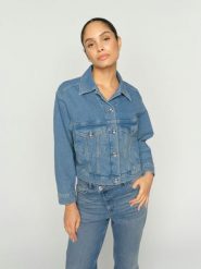 MOS MOSH kurtka dżinsowa Kobiety Bawełna niebieski, L. Niebieskie kurtki damskie Mos Mosh, l, bez wzorów, z bawełny, bez kaptura. Za 549.95 zł.