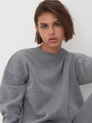 Bluza basic - szary. Szare bluzy damskie Sinsay, l, bez wzorów, bez kaptura. W wyprzedaży za 22.99 zł.