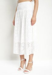 Biała Rozkloszowana Spódnica Koronkowa z Podszewką Tellpara. Białe spódnice damskie Born2be, na co dzień, l, bez wzorów, z koronki, eleganckie, midi. Za 139.99 zł.