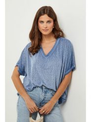 Lin Passion Tunika w kolorze niebieskim rozmiar: 40/42. Niebieskie tuniki damskie Lin Passion, bez wzorów, klasyczne, bez kołnierzyka, bez ramiączek. Za 113.99 zł.