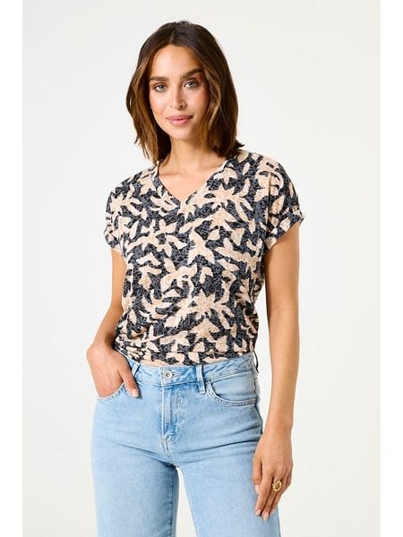 Garcia Koszulka w kolorze szaro-beżowym rozmiar: XL. Brązowe bluzki damskie Garcia, xl, bez wzorów, bez kołnierzyka, bez ramiączek. Za 74.81 zł.