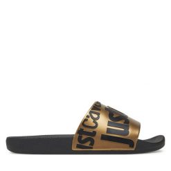 Klapki Just Cavalli. Czarne klapki damskie Just Cavalli, bez wzorów, bez obcasa, bez zapięcia. Za 199.99 zł.