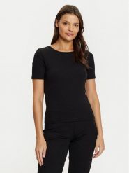 Guess T-Shirt V5RI04 KCLH0 Czarny Regular Fit. Czarne t-shirty damskie Guess, xs, z aplikacjami, z syntetyku, bez kołnierzyka. Za 119.99 zł.