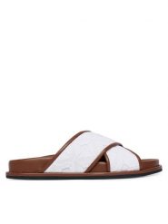 Max Mara Beachwear Klapki Peonie 2616521019650 Biały. Białe klapki damskie Max Mara Beachwear, bez wzorów, z materiału, bez obcasa, bez zapięcia. Za 974.99 zł.