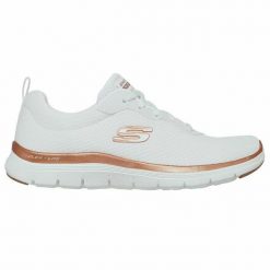 Obuwie Sportowe Damskie Skechers Mesh Lace-Up W Biały. Białe obuwie sportowe casual damskie Skechers, z materiału, trekkingowe. Za 328.00 zł.