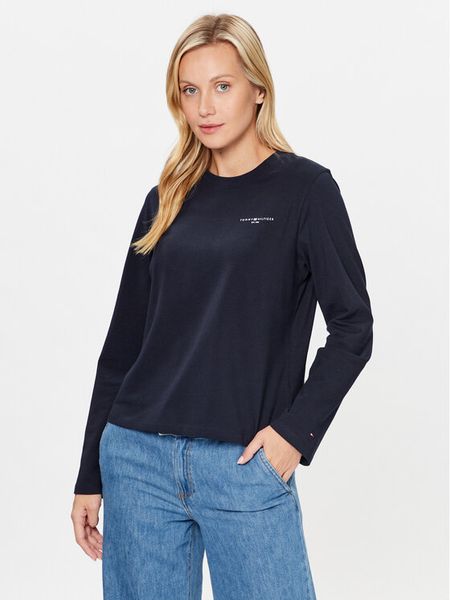 Tommy Hilfiger Bluzka Mini Corp Logo WW0WW39784 Granatowy Relaxed Fit. Niebieskie bluzki damskie Tommy Hilfiger, xs, bez wzorów, z bawełny, bez kołnierzyka, bez ramiączek. Za 289.99 zł.