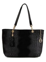 Mia Tomazzi Skórzany shopper bag "Cilento" w kolorze czarnym - 58 x 42 x 14 cm rozmiar: onesize. Czarne shopper bag Mia Tomazzi, z aplikacjami, z materiału, na ramię, bez dodatków. Za 382.13 zł.